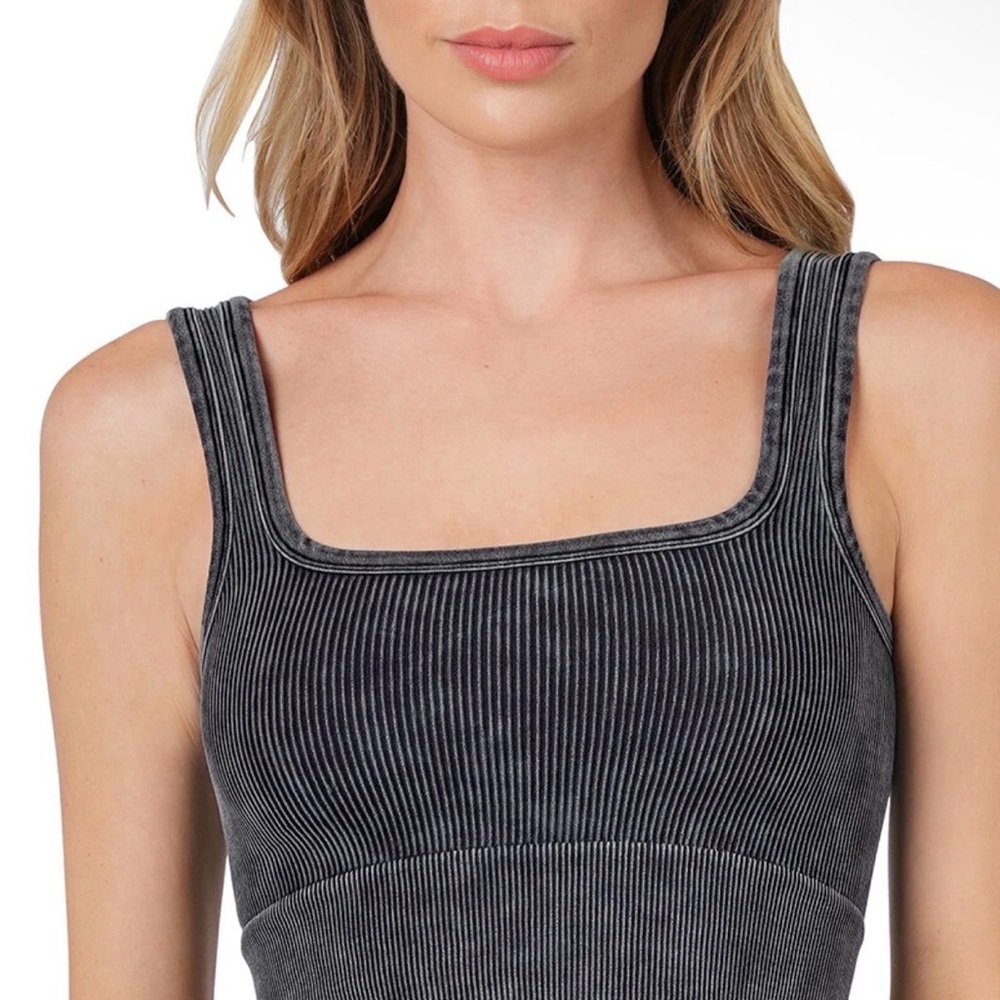 Zenana Outfitters Black and Gray Striped Tank Top